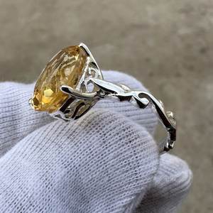 แหวนพลอยซิทรินทรงรีสีเงินแท้925วงแหวนดีไซน์โดดเด่นสำหรับงานแต่งงานของผู้หญิงงานหมั้นครบรอบวันเกิด - Product Image 5