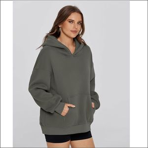 Jersey de punto con estampado de gran tamaño de lujo con capucha para mujer, manga larga, bolsillo frontal, forro polar de Color sólido, cuello con capucha de algodón 100% - Product Image 3