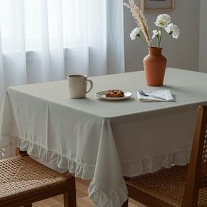 Mantel Beige Tamaño único para mesas de comedor Tela de poliéster para fiestas y reuniones de hoteles 140x220cm 55x86 pulgadas - Product Image 2