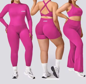 <b>Women</b> Five Piece Solid Activewear Set Gym Yoga Fitness Training <b>Long</b> Sleeve Top Sports Bra High Waist Leggings <b>Shorts</b> Recyclable - Product Image 1