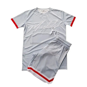 Comfortable Oversized Custom US Size men quick dry t shirts shorts suits custom logo embroidery - Product Image 1