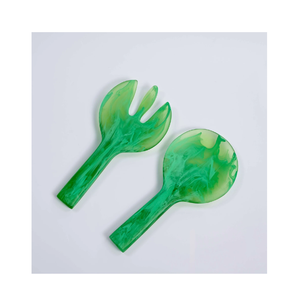 Cucharas de resina para servir Vajilla moderna para comedor y color verde de resina en cubiertos de mano Cucharas de resina hechas a mano - Product Image 1
