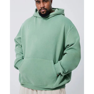 <b>Pink</b> High Quality Heavyweight Cotton French Terry <b>Hoodie</b> Blank Cropped Boxy Fit Oversize Custom <b>Men</b> Pullover <b>Hoodie</b> - Product Image 2