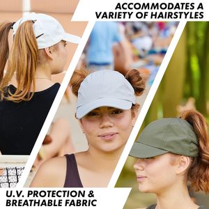 หมวกวิ่งของผู้หญิงพร้อมรูหางม้าปรับได้และหมวกตาข่ายทรงสูงระบายอากาศพร้อมตะขอและห่วง - Product Image 4