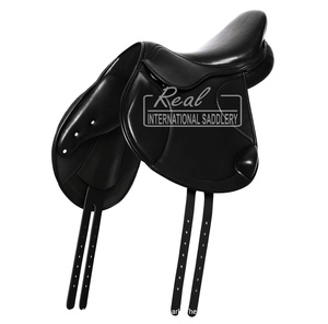 Selle de cheval de dressage anglais tout usage de luxe confortable cuir synthétique plastique bois endurance équitation - Product Image 3