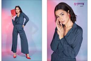 Ensemble de qualité supérieure pour les nouveaux parents Top Western Wear avec pantalon en style de bureau imprimé Nouveau fournisseur indien - Product Image 2