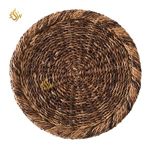 Chargeur tissé plaqué Design élégant rotin forme ronde assiette de service alimentaire de qualité supérieure assiette de pièce maîtresse au prix le plus bas - Product Image 1