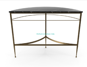 Table console moderne à base dorée avec dessus en marbre miroir pour bar d'hôtel ou meubles de salon de style entrée - Product Image 4
