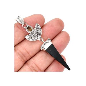 Pendentif en argent sterling 925 fait main avec incrustation de réglage de lunette en onyx noir au meilleur prix - Product Image 1