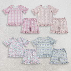 Conjuntos de Ropa de Verano para Niñas Pequeñas al por Mayor, Conjunto Informal con Estampado Floral de Gansos, Pantalones Cortos con Volantes, Conjunto de 2 Piezas Transpirable - Product Image 3