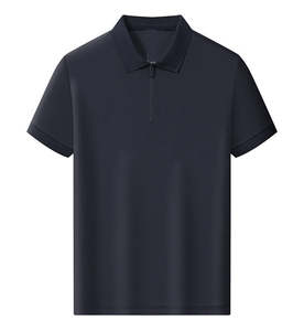 2025 moda de gama alta personalizada hombres Formal para botón camiseta Boxy algodón bordado sin costuras cuello alto patrón sólido rápido - Product Image 5