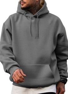Pull-over surdimensionné 100% coton pour hommes, sweat-shirt à capuche brodé et à cordon de serrage décontracté, manches longues, coupe ample, basique, hiver - Product Image 3