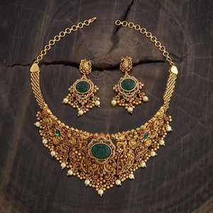Antique Flower Chokers <b>Necklace</b> with Emerald Cut Synthetic Stones Elegant and Timeless for Women's Wedding Occasions - Product Image 2