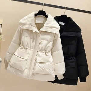 Nueva chaqueta acolchada de algodón de invierno para mujer, Parka corta coreana con cuello levantado, forro de nailon, Abrigo acolchado de pan grueso impreso Technics - Product Image 3