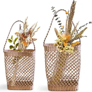 Multiusage hand braided woven seagrass wall hanging basket seagrass door hanging basket storage hanging kitchen basket decor