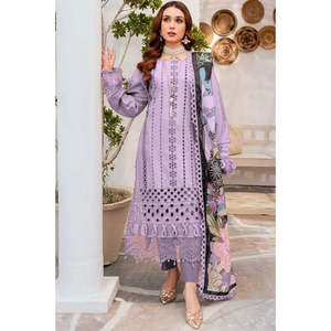 MARIA B-3PC Collection Printemps/Été Chemise en lawn brodée Chickenkari avec dupatta et pantalon à imprimé Monark - BIC-4054 - Product Image 1