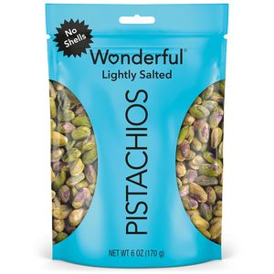 Wonderful Pistachios No <b>Shells</b>, <b>Lightly</b> Salted Nuts, 6 Ounce Resealable Bag - Product Image 1