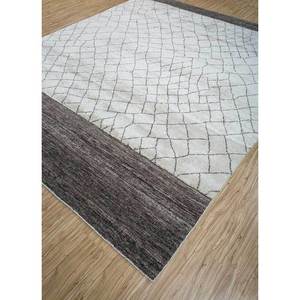 Zuri Large Area Hand Knotted 9x12 Beige & <b>Brown</b> Mohair <b>Wool</b> Rug AKWL-1145 Rectangular Abstract Pattern for Home & Hallway Use - Product Image 2
