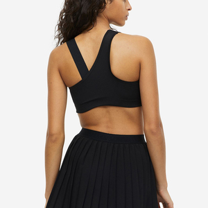 Logotipo personalizado verano entrenamiento gimnasio Yoga deportes sujetador costilla Spandex Nylon U cuello transpirable acanalado - Product Image 5