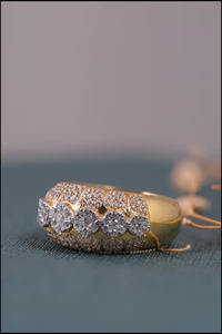 แหวนเพชรมอยส์ซอไนต์สำหรับทุกเพศเครื่องประดับแฟชั่นแหวนชุบทอง18K ทำจากเพชรเทียม - Product Image 2