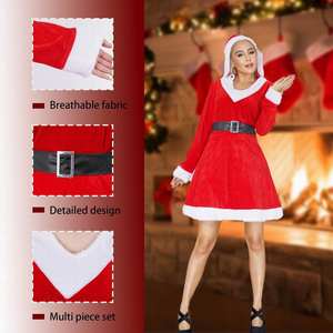 Großhandel Rotes Weihnachtsparty-Samt-Kostüm Massenproduktion und Direktversand vom Hersteller Santa-Stil Kostüm - Product Image 2