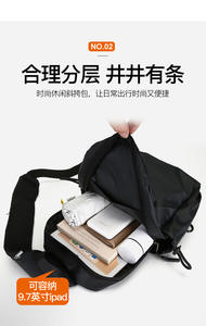 Bolso de hombro para hombre, mochila tipo bandolera, impermeable, informal, para viaje, con puerto USB, para tableta, uso diario - Product Image 3