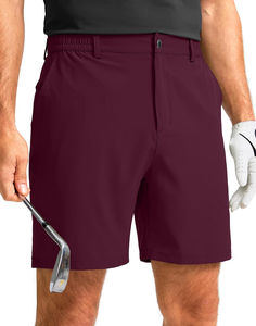Shorts de golf hybrides pour hommes, personnalisables en gros, style chino décontracté, tissés, couleur unie, taille mi-haute, longueur genou, extensibles, avec poches avant - Product Image 2