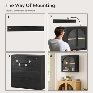 Armoire murale de salle de bain, armoire à pharmacie avec porte en acrylique cintrée, armoire de rangement au-dessus des toilettes avec étagère réglable pour salle de bain - Product Image 4