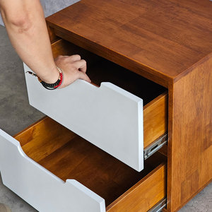 Solid Wood TDG68022 Bedside <b>Table</b> with 2 Drawers 50x40x50cm Modern Minimalist Design for Apartment Bedroom Furniture - Product Image 6