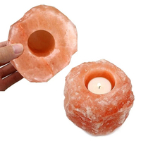 Lampe en sel rose de l'Himalaya personnalisée, support de bougie chauffe-plat en cristal de roche, décoration sculptée, porte-bougies en sel de l'Himalaya