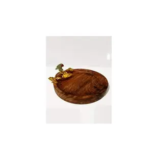 木碗带钢手柄服务器套装2件仿古设计卡拉希带黄铜手柄直径6英寸出售