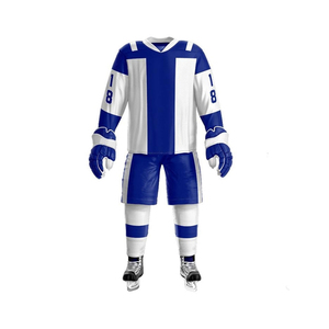 Uniforme de hockey sur glace de grande taille avec chemises à manches longues et shorts Techniques de sublimation et de broderie numériques à vendre - Product Image 5