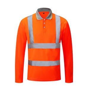 Polo fluorescent de sécurité pour hommes, vêtements de travail, ouvrier du bâtiment, polo haute visibilité avec manches courtes réfléchissantes, chemise de sécurité - Product Image 1