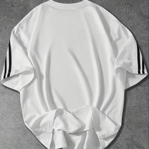 เสื้อยืดคอกลมแขนสั้นผ้าฝ้ายถัก 100% ระบายอากาศได้ดี สีพื้น ไซส์ใหญ่ สำหรับผู้ชาย  โลโก้ปรับแต่งได้ - Product Image 2