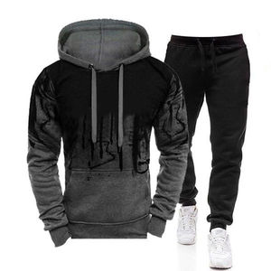2023 nouveau Style hommes sport sweats à capuche ensemble quotidien décontracté Jogging tenues sweats à capuche et pantalons de survêtement élastiques mode survêtement - Product Image 1