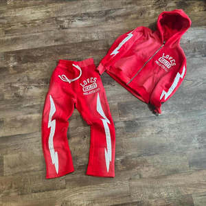 ชุดวอร์มผ้าฝ้ายสำหรับผู้ชายชุดกางเกงมีฮู้ดแบบมี100% บุผ้าฟลีซหนาพิมพ์ลายโลโก้ได้ตามต้องการสำหรับฤดูหนาว - Product Image 3