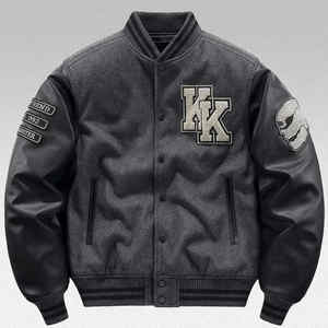 Chaqueta universitaria de béisbol con bordado de grafiti de chenilla de lana personalizada al por mayor de alta calidad para hombre - Product Image 1