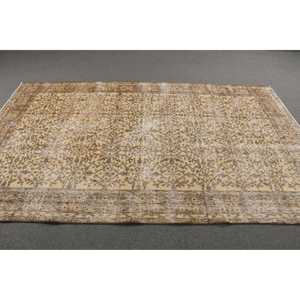 พรมขนาด 5.3x8.9 ฟุต, พรมตุรกีโบราณ, พรมลายดอกไม้สีน้ำตาล - Product Image 3