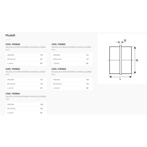 Vanne anti-retour en acier inoxydable Tecnosystemi pour systèmes HVAC à conduits - Product Image 2