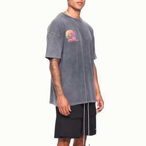 Ropa de hombre, ropa informal, camiseta de color liso, camiseta ligera para hombre, camiseta elegante de lavado ácido de la mejor calidad - Product Image 6