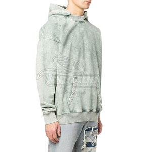 เสื้อฮู้ดดี้ผ้าฝ้ายแท้ 100% คุณภาพสูง ล้างสีแบบ Acid Wash สำหรับผู้ชาย ไซส์สั่งทำได้ - Product Image 3