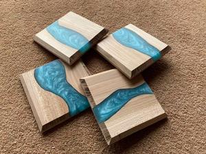 Premium Quality Luxury Epoxy <b>Walnut</b> Coasters 8mm Thick Square Design Eco-Friendly Durable Heat Resistant for Artistic Tabletop - Product Image 6