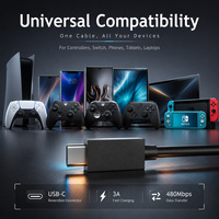 Câble de données Type-C vers C haute vitesse 1,5 m, câble de charge PS5 pour manette PS5