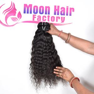 100% cheveux humains indiens certifiés prix de gros non transformés naturels bruts vierges cuticules alignés extension de faisceaux bouclés par exportation - Product Image 3