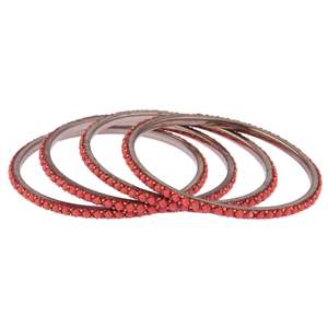 ชุดกำไลข้อมืออินเดียสำหรับผู้หญิงสร้อยข้อมือคริสตัล CZ ชุบทองเครื่องประดับสำหรับผู้หญิงสีพีช - Product Image 6