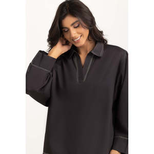 ชุดเซ็ต 2 ชิ้น เสื้อเบลเซอร์ผ้าซาตินลำลองสำหรับผู้หญิง IUSTTS-1312 และกางเกงขายาว ไซส์ XS/XS ชุดเข้าชุดย้อมสีแบบ Lawn Dyed - Product Image 1