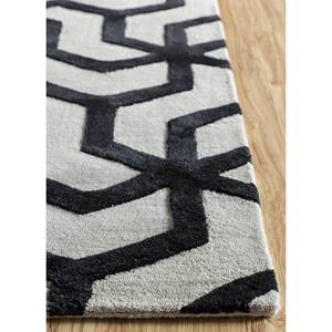Contour Grey & Black <b>Hand</b> <b>Tufted</b> Wool & Viscose <b>Rug</b> Geometric Pattern for Bedroom or Teen Hallway 10mm Thickness Tra-13052 - Product Image 4