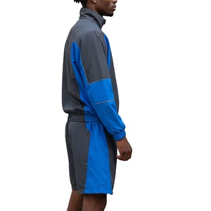 New Customizable 100% Cotton Two Piece <b>Jacket</b> Jogging Suit Solid Streetwear Windproof Fashionable <b>Short</b> Set for Men - Product Image 3