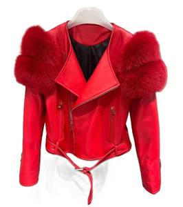 Veste en cuir de laine décontractée OEM pour femmes Garniture en fourrure de renard Col à capuche Fermeture à glissière Respirante Formelle pour la saison d'hiver Taille XS - Product Image 5