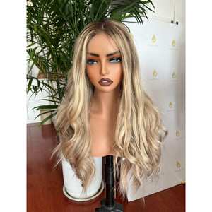 Peluca Rubia con Frente de Encaje HD, Cabello Humano Virgen 100%, Gorro Ajustable, Longitudes Estiradas de 34 a 40 Pulgadas, Color Rojizo - Product Image 2